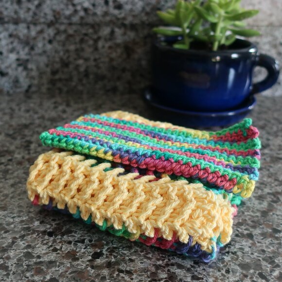 Multicolored Crochet Dish Drying Mats 100% Cotton Kitchen - Picture 8 of 15